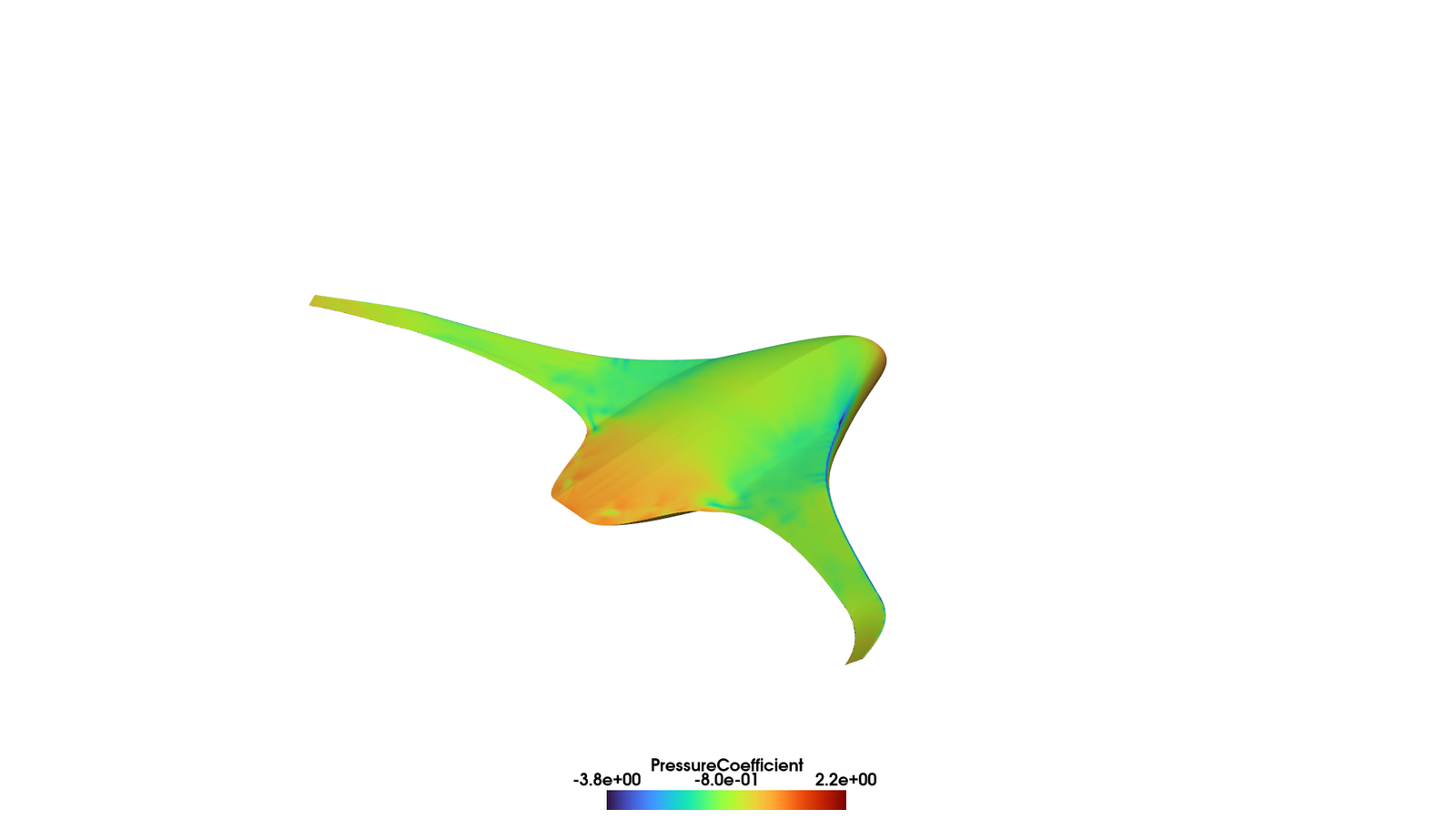 Aircraft CFD render, streamline video, pressure contour, or geometry-variant comparison.